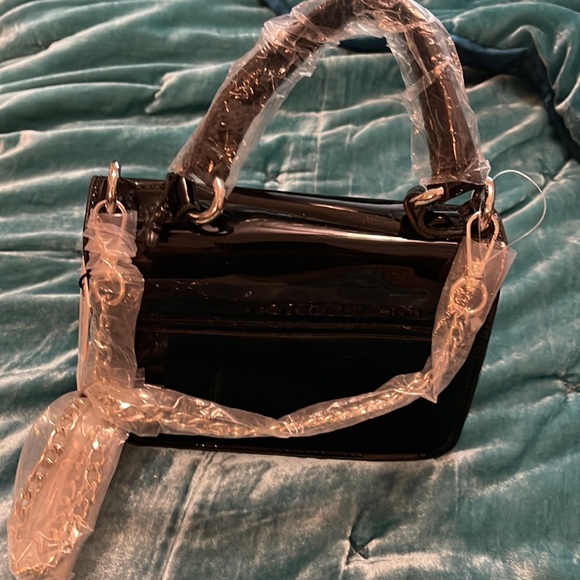 BCBGeneration Black Patent Mini Handled Bag - Picture 3 of 6